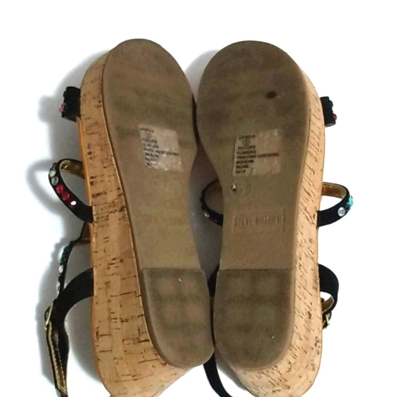 STEVE MADDEN Rhinestone Strappy Mini Wedge Platform Sandals Size 5 - Picture 7 of 13